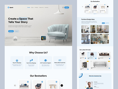 Furniture Landing Page - UI/UX Design ecommerce furniture landing page landingpage minimaldesign ui uiux webdesign websitedesign