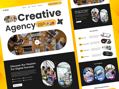 Agency landing page branding business clearn creative agency marketing agency minimalistic trending design ui