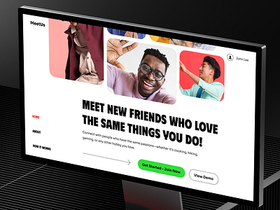 Discover New Friends with the Same Hobby Landing Page branding connection design friendship landing page landing page design meetup networking ui ui design user interface ux website