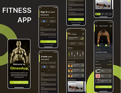 Fitness mobile app app branding design illustration typography ui ux vector