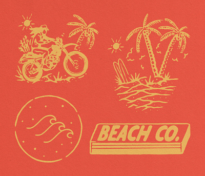 Beach illustration beach branding packaging vintage