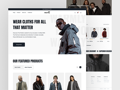 Warmly - Fashion & Clothing Landing Page Shopify Template awwwards branding case study clean clothes collection collection page ecommerce website fashion brand graphic design interface landing page luxury minimalist online shop product cart ui ui ux website designer website layout