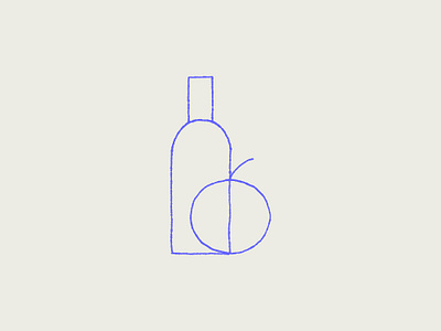 Wine & Apple - Balance in Life abstract abstract composition apple art artistic balance contemporary art elegant fine line graphic design illustration line art minimalist minimalist illustration modern object organic shapes simplicity still life wine bottle