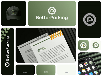 Better Parking app app icon better branding color palette design graphic design green icon identity logo logo design minimal p p logo parking parking logo stationery