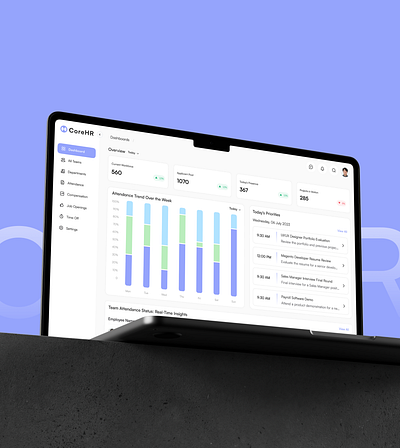 CoreHR - HR Management System branding clean design crm system dashboard hr hr management purple trending design ui