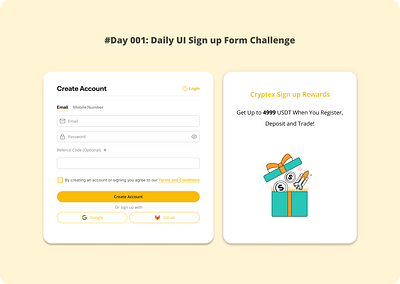 Sign Up Form | Crypto Coin Website bitcoin challenge crypto daily ui design form idea nft sign up ui user interface web ui