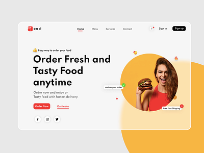 Food Website Landing Page android app app branding design graphic design illustration logo ui ux vector