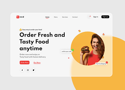 Food Website Landing Page android app app branding design graphic design illustration logo ui ux vector