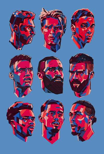 Top 9 Football faces illustrated character football football faces football illustrated illustration illustrator people portrait portrait illustration procreate soccer soccer illustrated