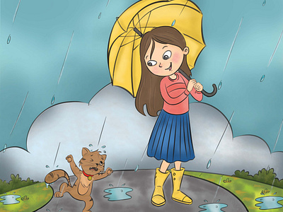 "Rainy Day Schemes" 2d art 2d illustration artwork background design character design children book illustrtions digital art illustration kids illustration