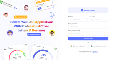 ✨ AI-Powered Cover Letter Generator ai aidesign coverlettergenerator figmadesign loginpage signup signuppage uidesign webdesign