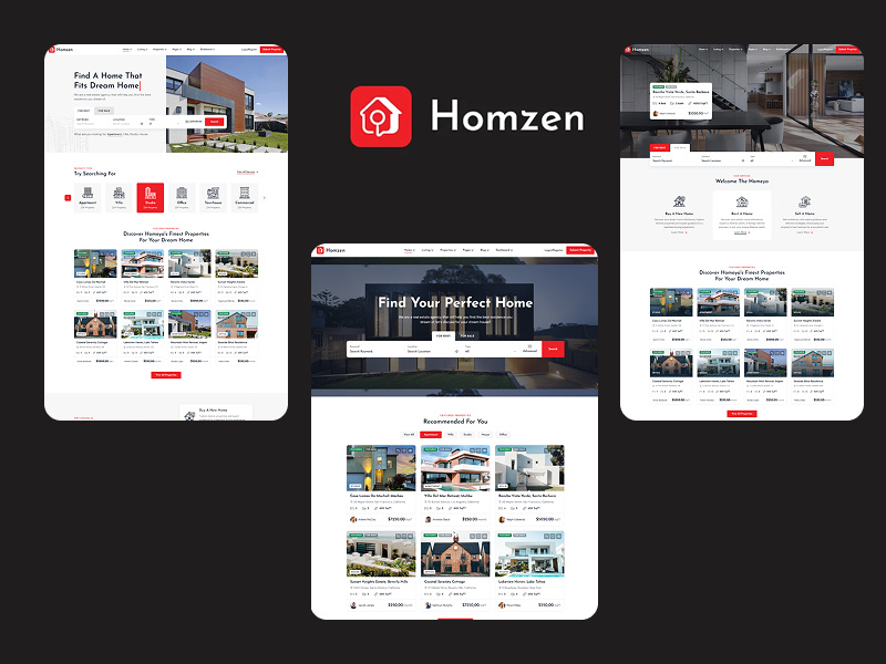 Homzen | Real Estate React NextJS Template corporate housing graphic design interactive ui modern design nextjs property listings property management reactjs real estate real estate agents real estate directory real estate template real estate website rental properties responsive design responsive layout web design web development wordpress theme