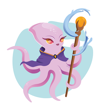 Magician octopus characterdesign concept art cute creatures digitalart flatdesign illustration mascots