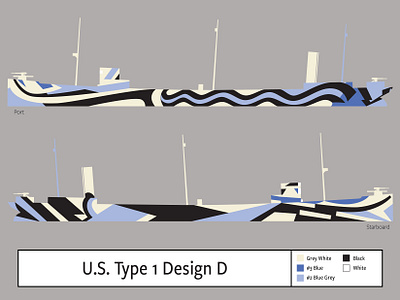 U.S. Type 1 Design D - Dazzle Camouflage - 1918 camouflage dazzle illustration