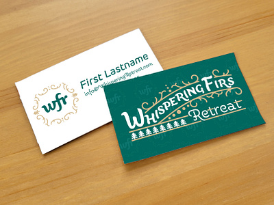 Whispering Firs Retreat Business Card art nouvaeu botanical branding business card decorative emblem filigree graphic design logo ornate typography victorian wordmark