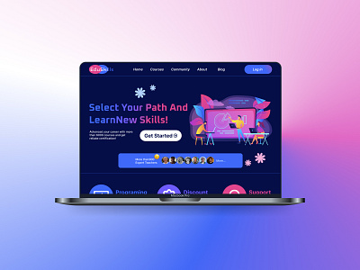 Online Course Webpage | Ui Ux colorful creative creativity daily ui dailyui dailyuichallenge dark darkmode design ui ui ux uiux userexperience userinterface ux webpage