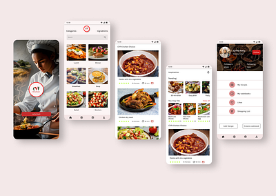 Recipe App Screens app cooking app design minimal design recipe app ui usable user interface ux