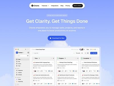 Chores - SaaS Landing Page desgin figma figma design landing page landing page design minimalist saas landing page saas website ui design web design website design