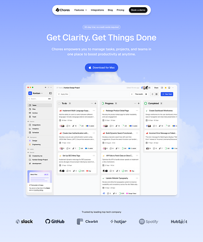 Chores - SaaS Landing Page desgin figma figma design landing page landing page design minimalist saas landing page saas website ui design web design website design