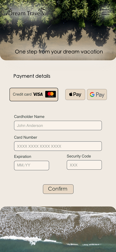 Daily UI challenge #002 - Credit Card Checkout adobe xd brand logo checkout credit card credit card payment daily ui 002 daily ui challenge dailyui design graphic design travel agent ui ux