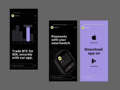 Crypto tap stories app brand design branding crypto crypto branding crypto currency design cryptocurrency app design figma design instagram design ios mobile mobile design social stories design ui ui design ux ux design watch