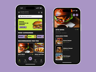 Delivery Food App Design Concept app design burger delivery app delivery service eat fast food food app food delivery app food ordering app mobile app order food restaurant