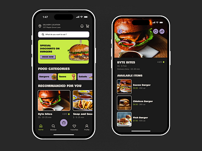 Delivery Food App Design Concept app design burger delivery app delivery service eat fast food food app food delivery app food ordering app mobile app order food restaurant