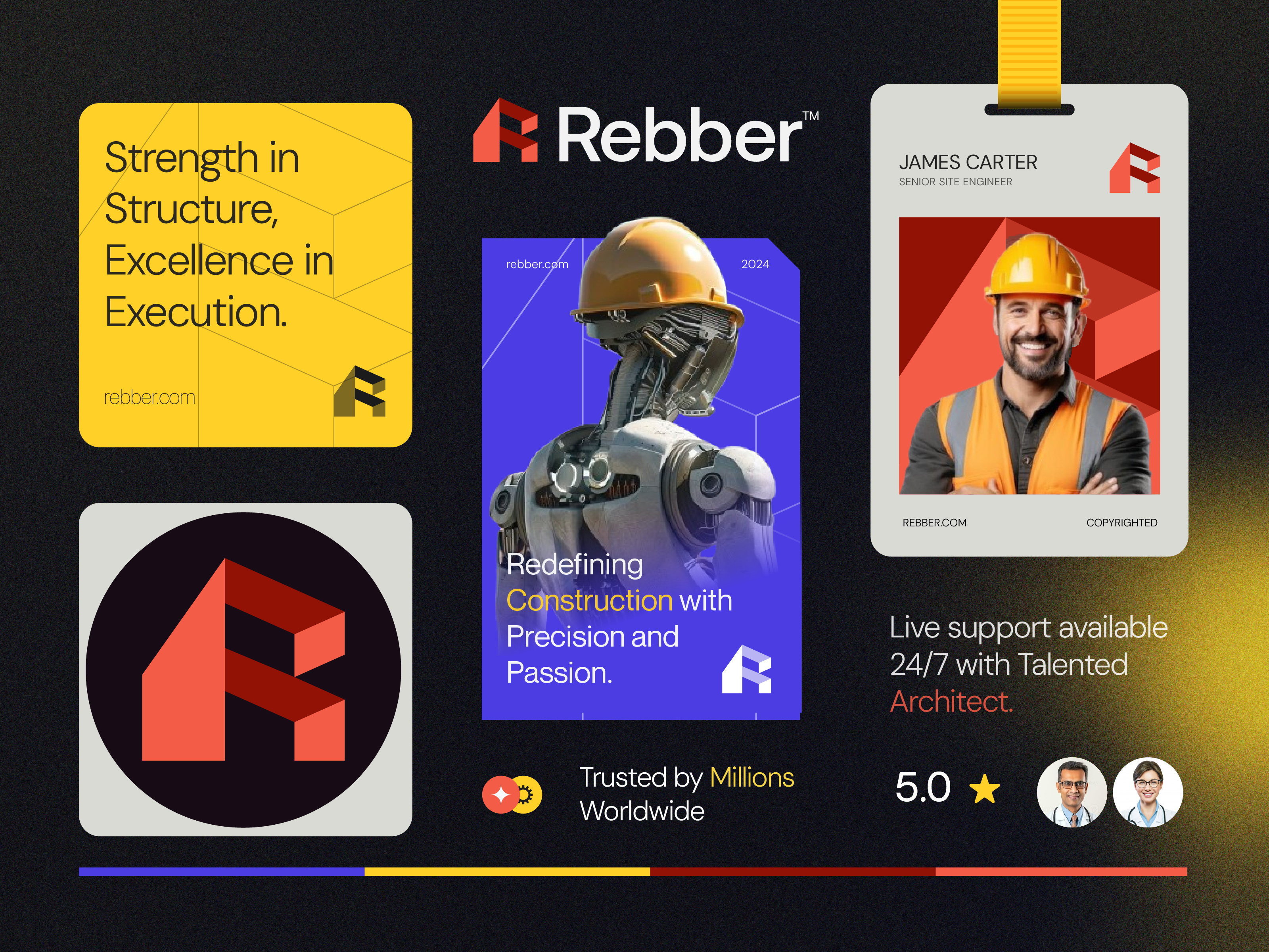 Example of Rebber™ - Logo & Branding for Construction Company - R - Home