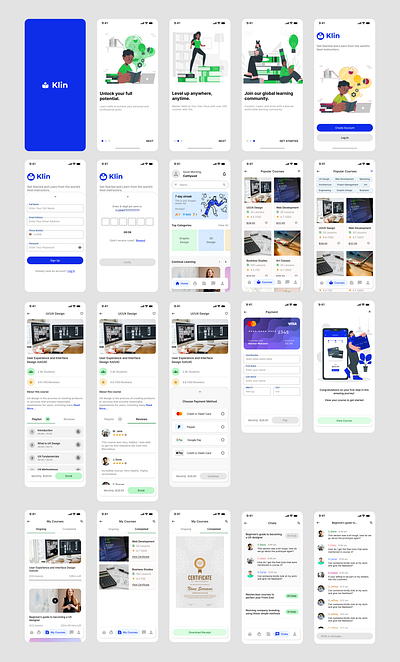 Klin Online Course Mobile App education inspiration mobile app online course ui