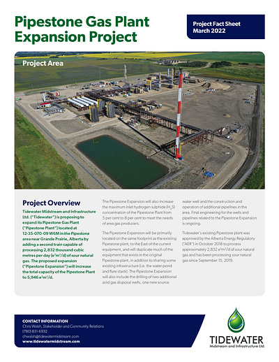 Tidewater Midstream & Infrastructure Ltd. factsheet alberta design graphic design print production