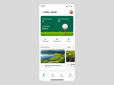 Golf Coach App - Mobile app golf mobile app product design ui ui design