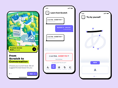 📚 From Scratch to Conversation 🗣️ animation appdesign branding interactivelearning japanese languagelearning learningfromscratch ui ux