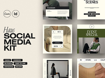 HAUS Social Media Kit blogger kit brand designer canva instagram collective creative studio feminine haus indesign social instagram carousel social media template styled