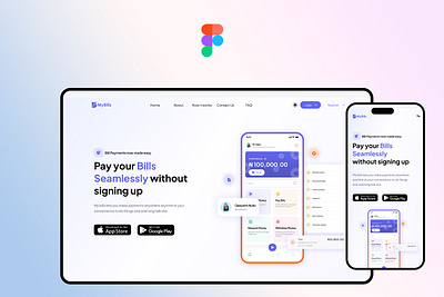 Bill Payment App and Website 3d bills branding fintech ui