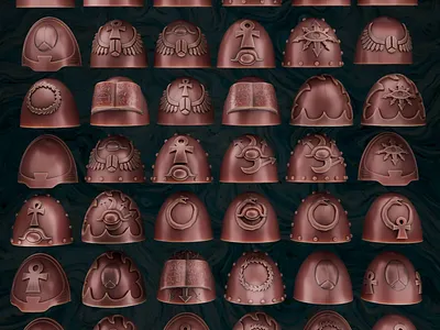Thousand Sons shoulder pads 3d 3d art 3d design 3d model 3d print 3d printing 3d sculpting blender design graphic design ui warhammer