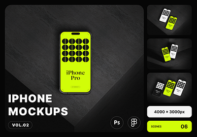 iPhone 16 Pro Mockup Vol.02 app branding figma iphone mobile mockup photoshop ui