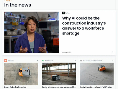 Dusty Robotics — Website construction layout design robotic robotics web design webflow