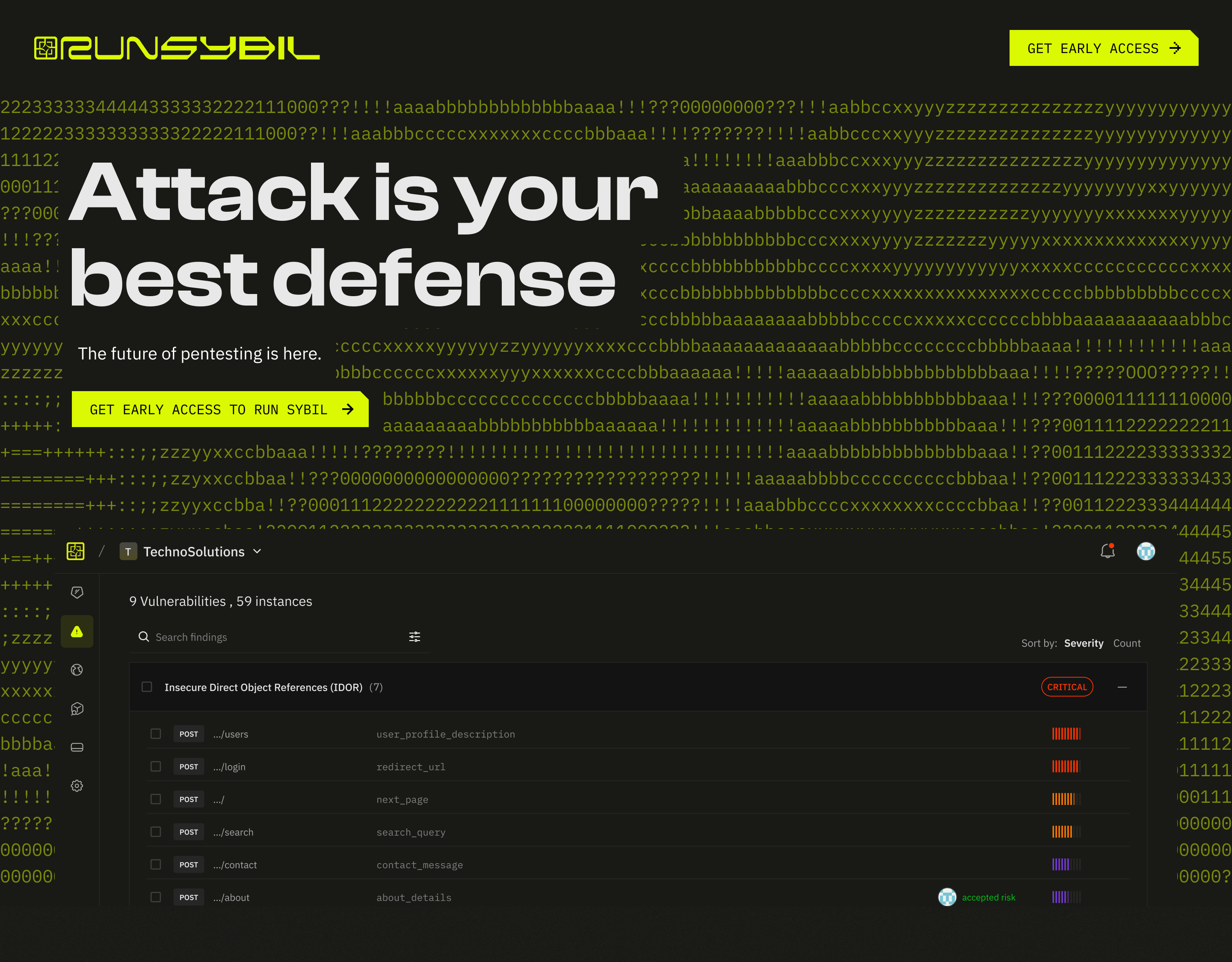 Example of RunSybil — Website and Product