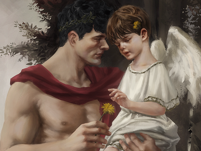 The Greek Myths angel bookcover boy conceptart cute digitalart digitalpainting fantasy fineart god illust illustration male portrait