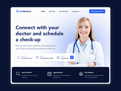 XenMedical - Medical Appointment Hero appointment doctor doctor landing enjooy enjooy design system enjooy ui hero medical medical landing section uiux web design