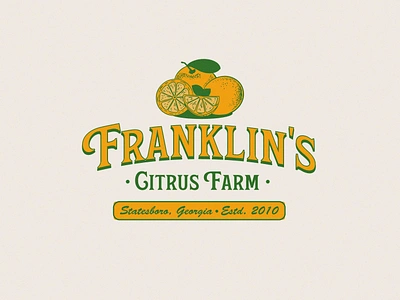 Franklin's Citrus Farm Logo citrus citrus logo farm farm design farm logo farming logo logo design orange design orange logo oranges orchard orchard logo retro vintage vintage logo