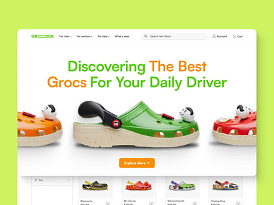 Grock — E-commerce Website e commerce e commerce landing page e commerce ui ux e commerce web ecommerce ios landing page mobile online shoping product shoes shop ui ux web design