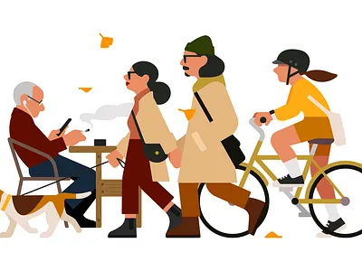Autumn Mood🍁🍂 autumn character daily illustration people walk