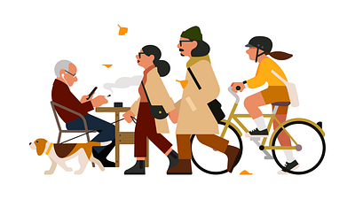 Autumn Mood🍁🍂 autumn character daily illustration people walk