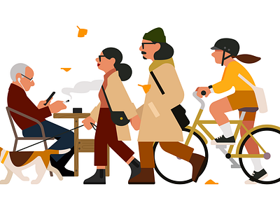 Autumn Mood🍁🍂 autumn character daily illustration people walk