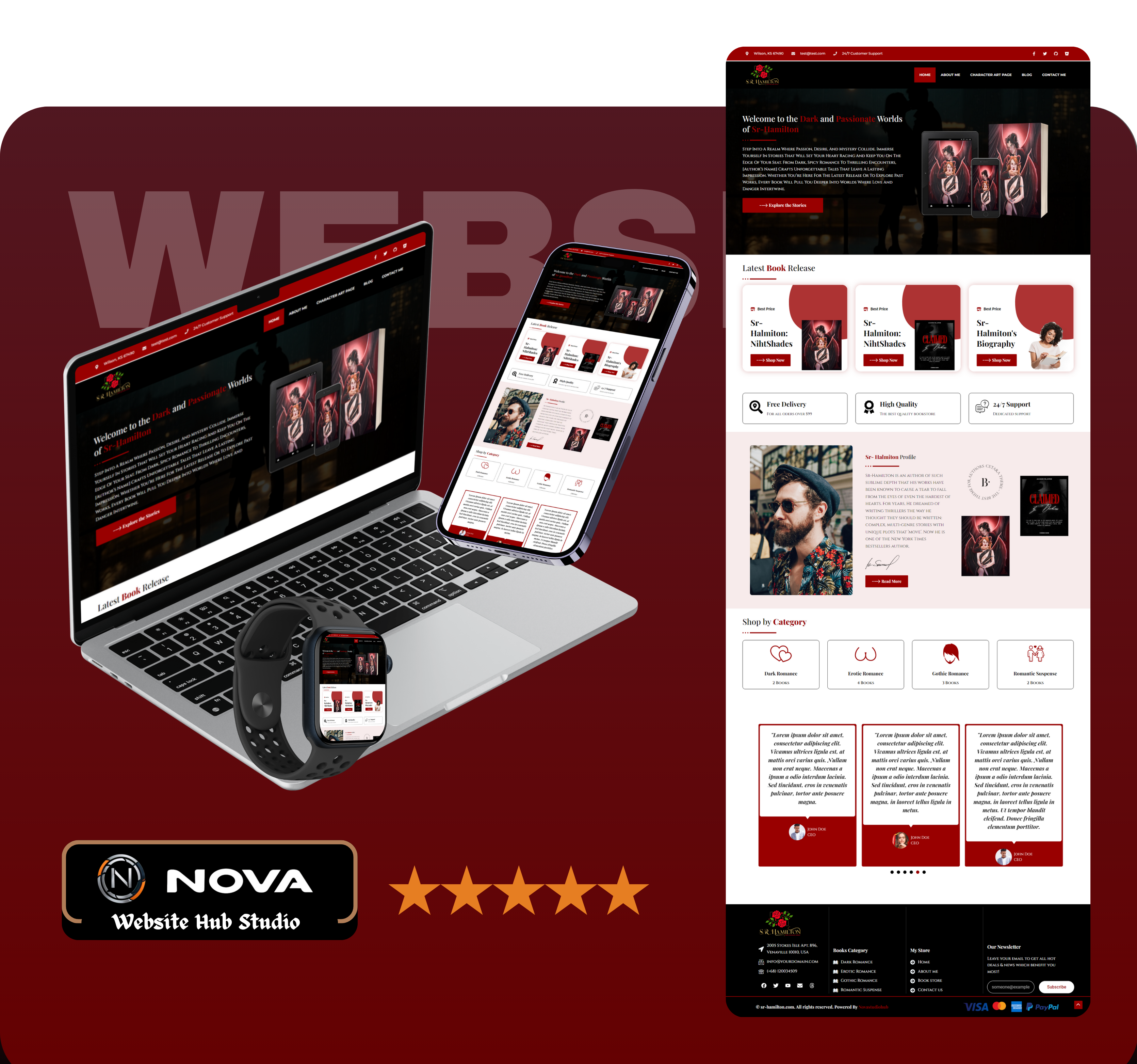 SR-Hamilton Book Author Website book author website branding elementor illustration responsivedesign website wix wordpress wordpress website wordpress website design wordpress website redesign