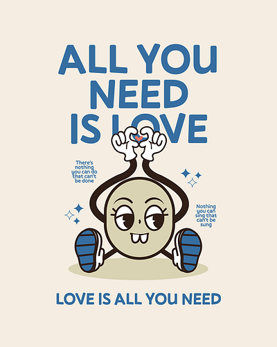 All You Need is Love Retro Art adobe illustrator illustration illustration art retro art retro character retro mascot