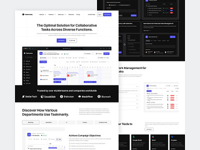 Taskmanly UI Kit - Task Management Landing Page collaboration software deadline management goal setting kanban board product management productivity tools project management project organization project planning saas landing page saas website task automation task dashboard task management task management software task tracking team collaboration time management ui kit workflow management