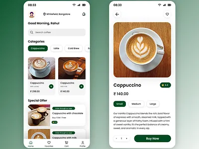 Coffee Mobile App coffee coffeeapp dailyui figma mobileapp ui uidesign uiux uiuxdesign ux uxdesign