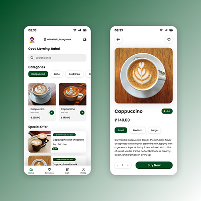 Coffee Mobile App coffee coffeeapp dailyui figma mobileapp ui uidesign uiux uiuxdesign ux uxdesign